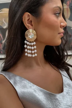 Discount Mariana Gold Pearl Fringe Earrings Jewelry|The White Edit