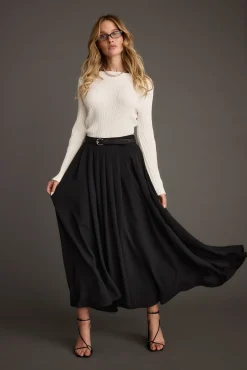 New Melinda White Ribbed Knit Bell Sleeve Top Workwear Tops|Sweaters + Cardis