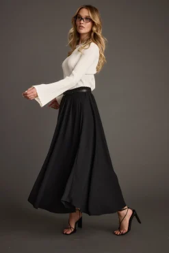 New Melinda White Ribbed Knit Bell Sleeve Top Workwear Tops|Sweaters + Cardis