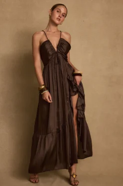 Clearance Mia Espresso Maxi Dress Date Night Dresses|Day Dresses