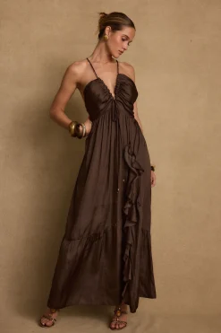 Clearance Mia Espresso Maxi Dress Date Night Dresses|Day Dresses