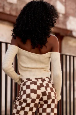 Sale Miley Beige Off The Shoulder Sweater Sweaters + Cardis