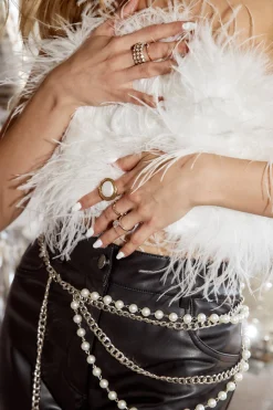 Discount Mimi Pearl and Silver Chain Belt Belts|Denim + Diamonds Bachelorette