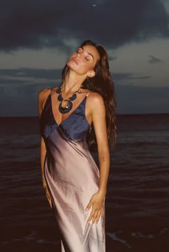 Online Mirabella Brown Satin Ombre Maxi Dress Date Night Dresses|Wedding Guest Dresses