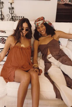 Hot Mischa Brown Longline Cami Top Tees + Tanks|For You And Your Bestie