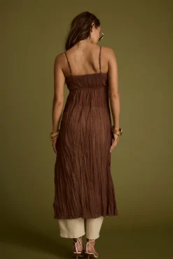 Hot Mischa Brown Longline Cami Top Tees + Tanks|For You And Your Bestie
