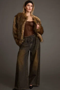Online Misty Brown Faux Fur Coat Outerwear|Jackets