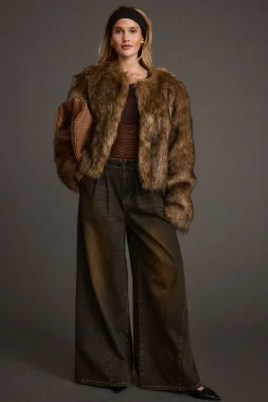 Online Misty Brown Faux Fur Coat Outerwear|Jackets