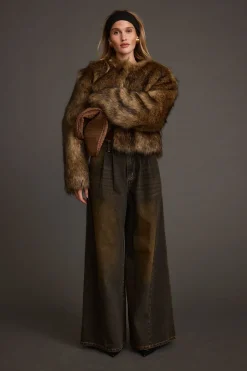Online Misty Brown Faux Fur Coat Outerwear|Jackets