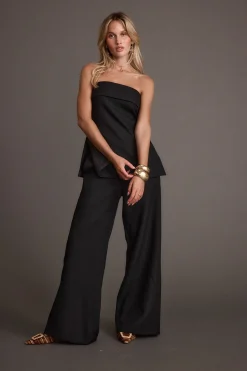 New Montague Black Tailored Strapless Longline Top Workwear Tops|Sets