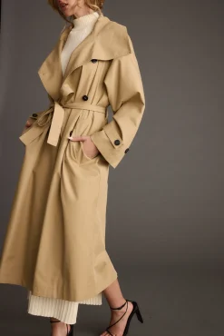 Discount Moss Khaki Classic Trench Coat Jackets|Long Sleeves