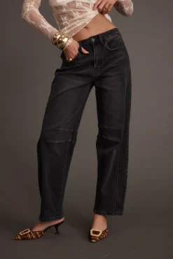 Clearance Muse Washed Black Barrel Denim Jeans Denim|Pants