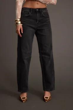 Clearance Muse Washed Black Barrel Denim Jeans Denim|Pants