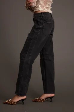 Clearance Muse Washed Black Barrel Denim Jeans Denim|Pants