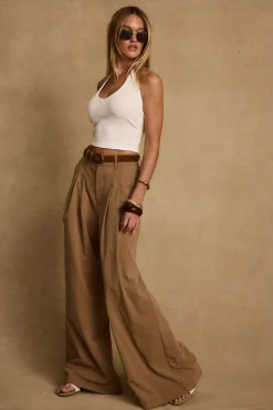 New Nadine Tan Wide Leg Trouser Work Wear Bottoms|Pants