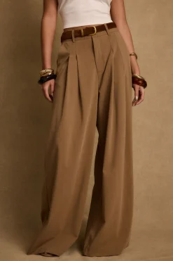 New Nadine Tan Wide Leg Trouser Work Wear Bottoms|Pants
