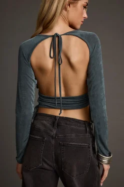 Discount Nala Emerald Crop Top Long Sleeves|Vacation Tops