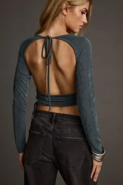 Discount Nala Emerald Crop Top Long Sleeves|Vacation Tops