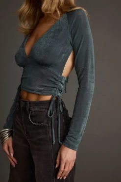 Discount Nala Emerald Crop Top Long Sleeves|Vacation Tops