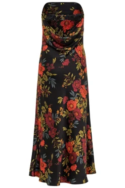 Discount Natalia Black Floral Strapless Maxi Dress Party Dresses|Wedding Guest Dresses