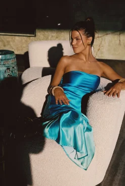 New Natalia Blue Ombre Strapless Maxi Dress Seashells + Wedding Bells|Date Night Dresses