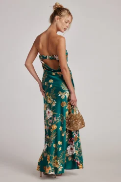Sale Natalia Emerald Floral Strapless Maxi Dress Wedding Guest Dresses|Maxi Dresses