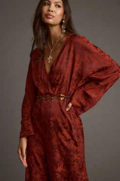 New Noelle Cinnamon Satin Jacquard Jumpsuit Party Dresses|Jumpsuits + Rompers