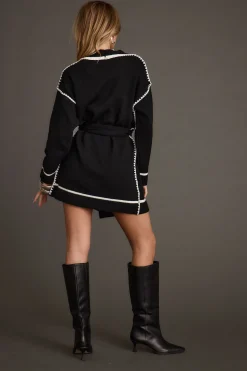 New Outlaw Black Wrap Sweater Mini Dress Day Dresses|Mini Dresses
