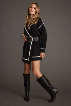 New Outlaw Black Wrap Sweater Mini Dress Day Dresses|Mini Dresses