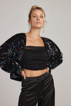 Hot Ozzy Multi Sequin Zip Up Jacket Outerwear|Jackets