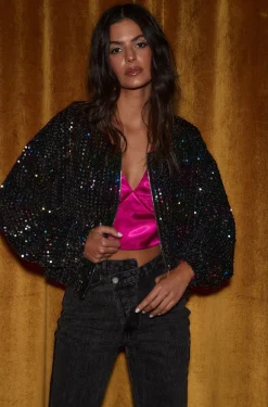 Hot Ozzy Multi Sequin Zip Up Jacket Outerwear|Jackets