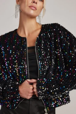Hot Ozzy Multi Sequin Zip Up Jacket Outerwear|Jackets
