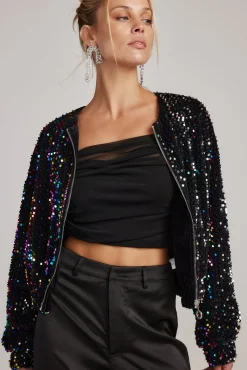 Hot Ozzy Multi Sequin Zip Up Jacket Outerwear|Jackets