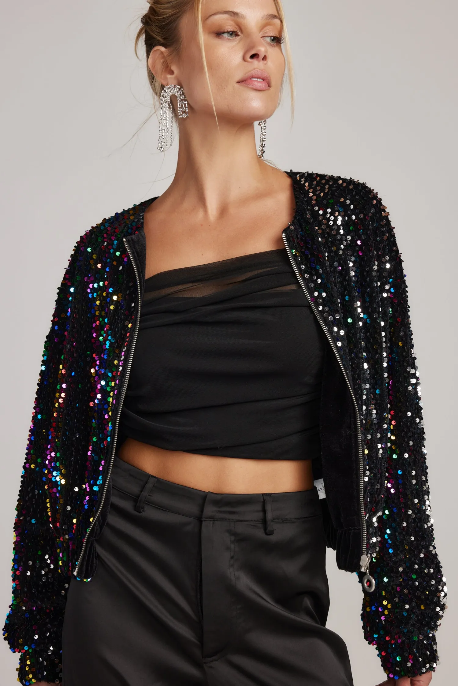 Hot Ozzy Multi Sequin Zip Up Jacket Outerwear|Jackets
