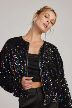 Hot Ozzy Multi Sequin Zip Up Jacket Outerwear|Jackets