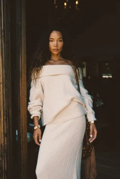 Outlet Pamela Beige Sweater Maxi Skirt Skirts