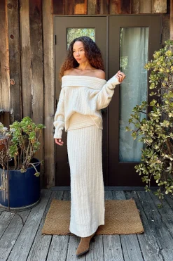 Outlet Pamela Beige Sweater Maxi Skirt Skirts