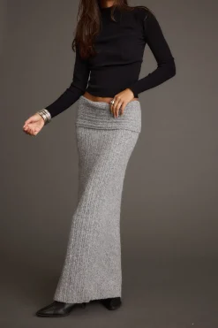 Discount Pamela Heather Grey Sweater Maxi Skirt Skirts