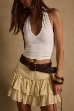 Best Panama Baby Yellow Chiffon Mini Skirt Date Night Bottoms|Skirts