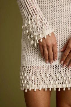 Best Plata Embellished Cream Knit Mini Dress The White Edit|Golden Hour Bachelorette