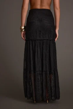 New Poppy Black Lace Maxi Skirt Skirts|Festival Bottoms