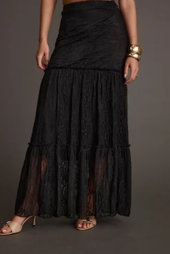New Poppy Black Lace Maxi Skirt Skirts|Festival Bottoms