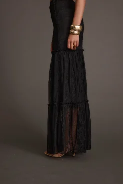 New Poppy Black Lace Maxi Skirt Skirts|Festival Bottoms