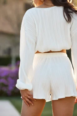 Sale Portofino White Plisse Shorts Shorts|The White Edit