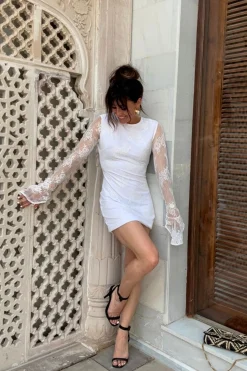 Sale Primrose Long Sleeve Lace Mini Dress Honeymoon|Engagement Party
