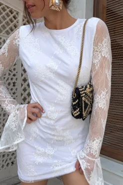 Sale Primrose Long Sleeve Lace Mini Dress Honeymoon|Engagement Party