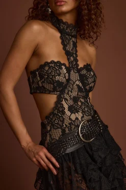 Hot Princesa Black Lace Drop Waist Maxi Dress Honeymoon|Festival Restocked