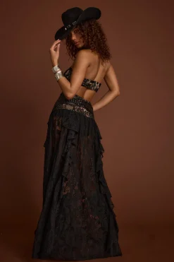 Hot Princesa Black Lace Drop Waist Maxi Dress Honeymoon|Festival Restocked