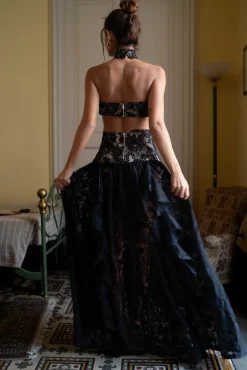 Hot Princesa Black Lace Drop Waist Maxi Dress Honeymoon|Festival Restocked