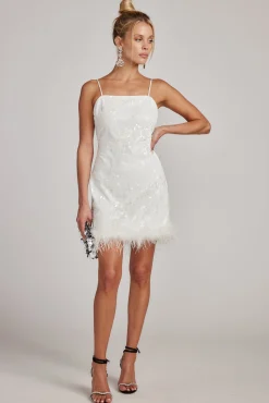 Sale Priscilla Sequin Mini Dress with Feather Trim Denim + Diamonds Bachelorette|Engagement Party